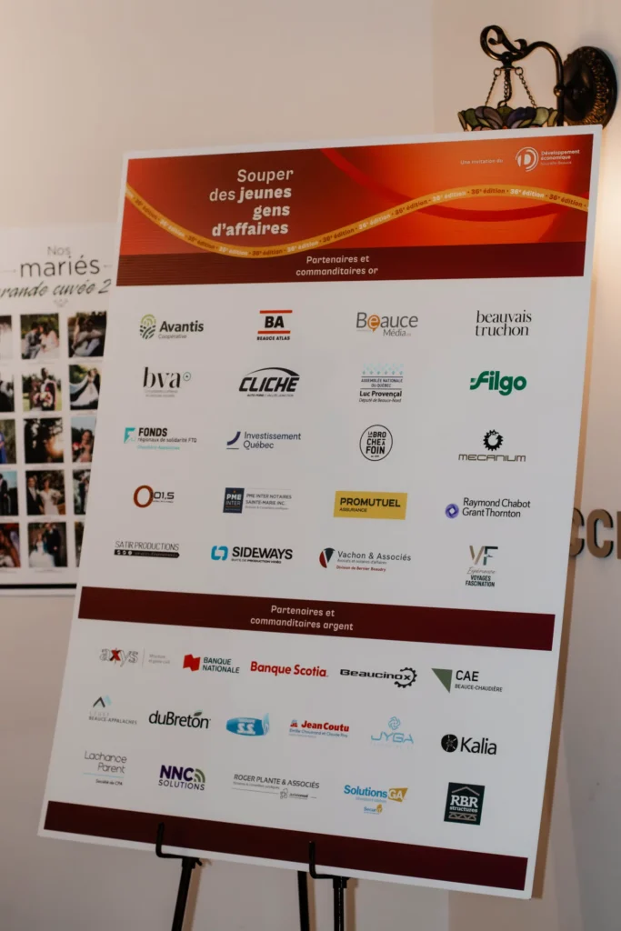 Panneau partenaires Souper des jeunes gens d’affaires